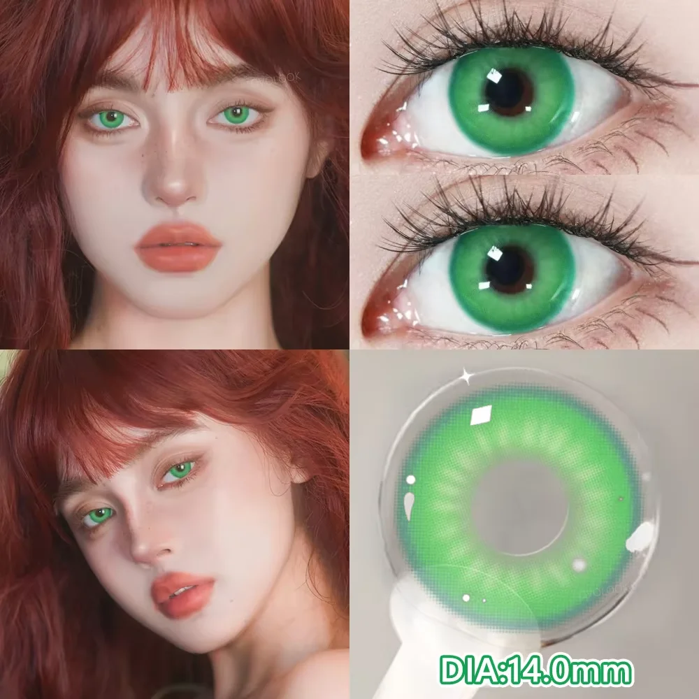 OVOLOOK-2PCS Newest Cosplay Series Colored Contact Lenses for Eyes Halloween Cosmetics Pupils Eye Color Lenses Myopia Green Lens