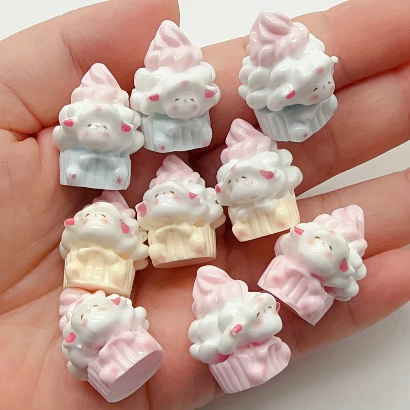 9pcs 3D Little Lamb Mie Mie Ice Cream Food Play DIY Hair Clip Accessories Cream
