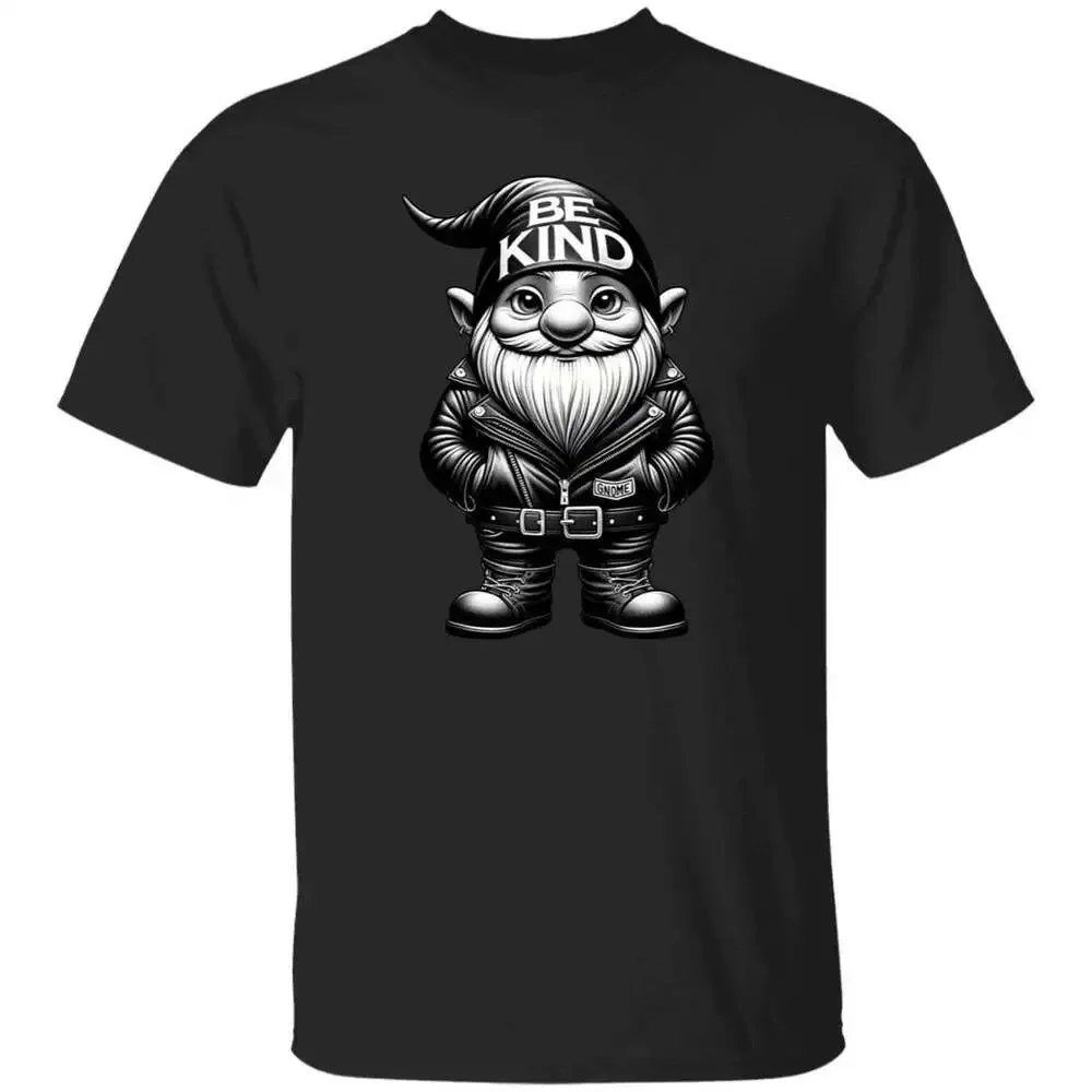 Be kind T-shirt cool motivational Biker gnome unisex tee Black Navy Dark Heather tops Unisex Summer Short Sleeve