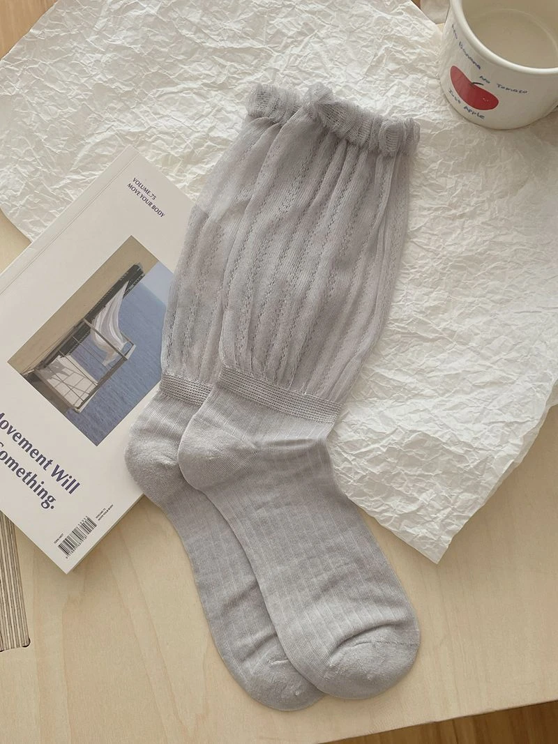 Stack Socks Lolita Japanese Jk Thin Lace Hollowed Socks Breathable Mesh Women's Socks & Hosiery