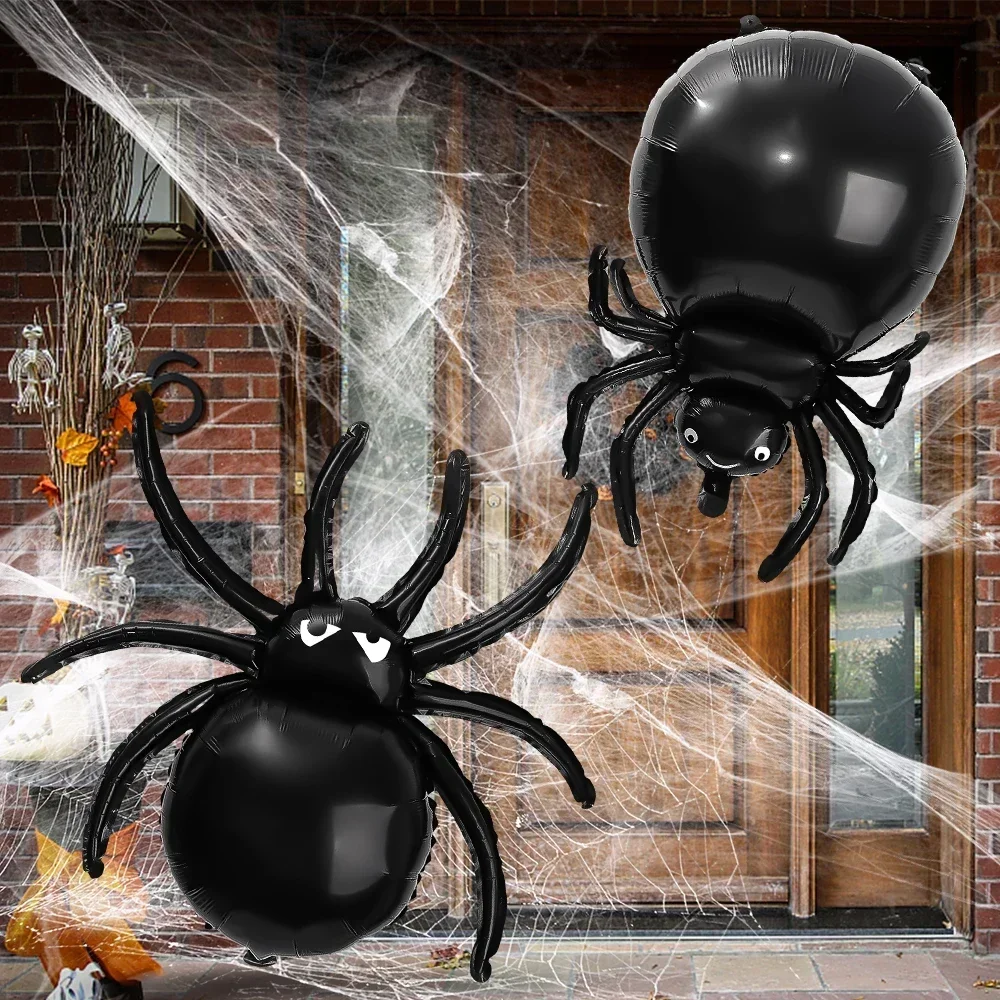 Halloween Decor Props Set Creative Horror Ghost Black Gauze With Spider Latex Balloons Halloween Party Decors Supplies Globos