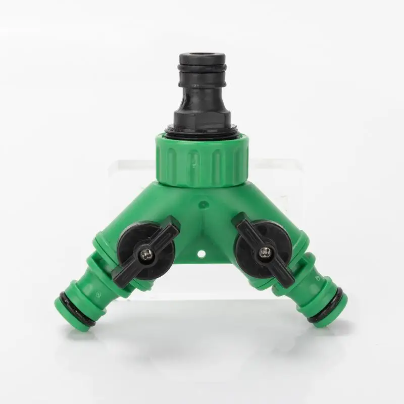 Garden Water Splitter Y Connector 2-Way Valve With Switch - Quick Plastic Adapter For Faucet Irrigation Flower Landscaping