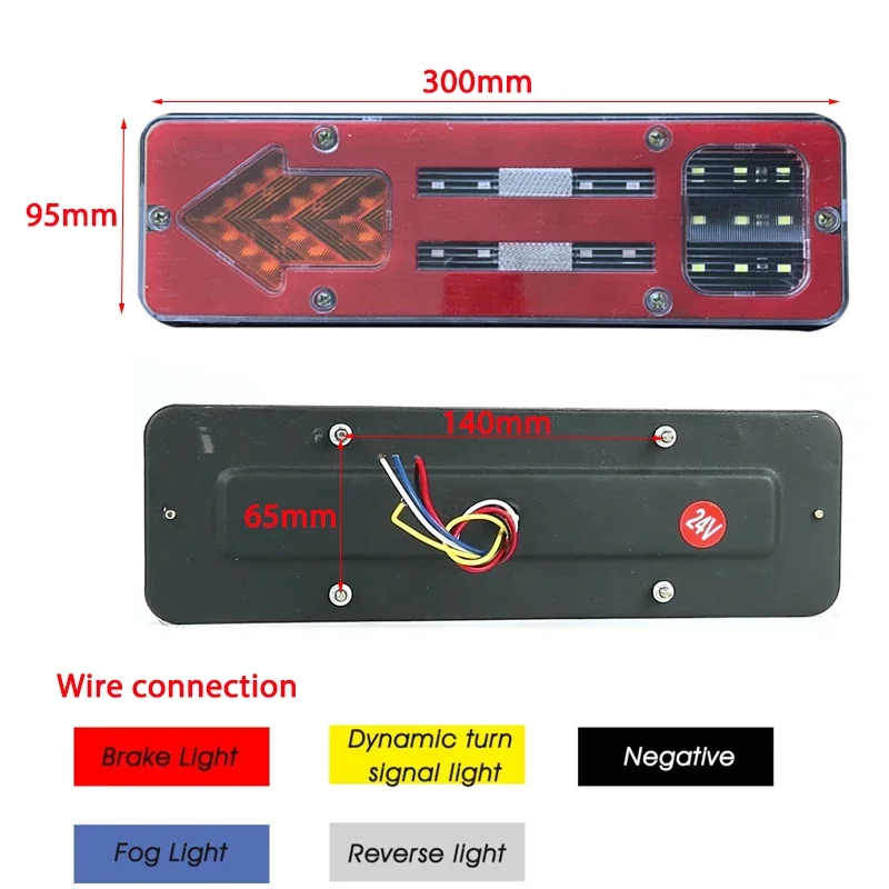 2PCS 12V/24V Dynamic LED Car Truck Tail Light Turn Signal Rear Brake Lights Reverse Signal Lamp Trailer Lorry Bus Camper Caravan