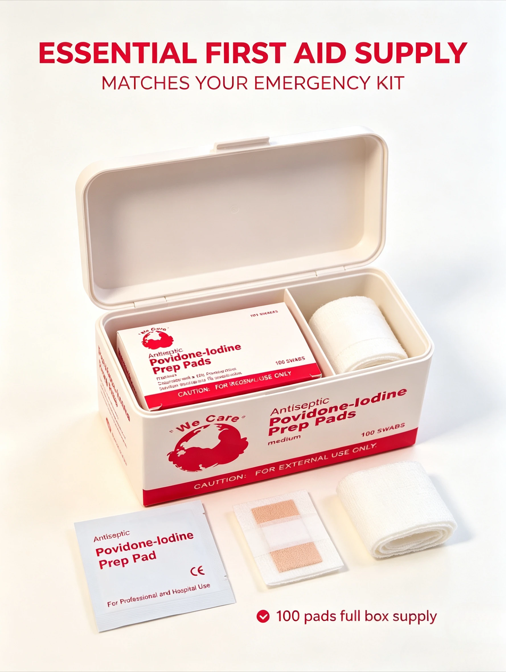 Povidone-Iodine Wipes, Sterilize and Clean the Wound When Piercing Ears, Individually Wrapped for Convenient Carrying and Storag
