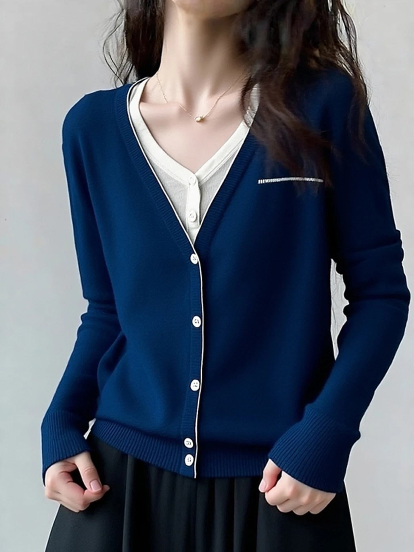 

Slimming Effect Loose Knitted Sweater Soft Comfortable Long Sve Color Blo Base irt Winter Faion Women's Camere Swe...