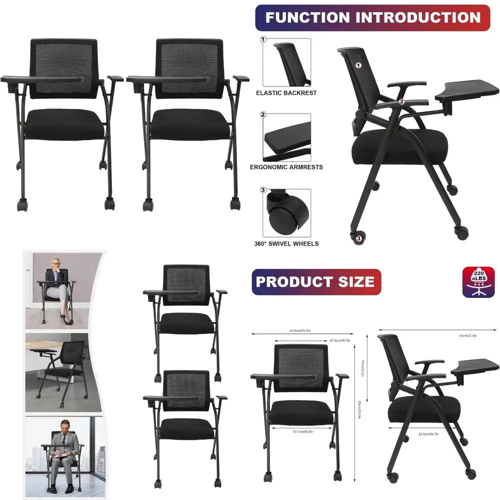 par de cadeiras de malha empilháveis com rodízios para recepção de convidados e uso no escritório