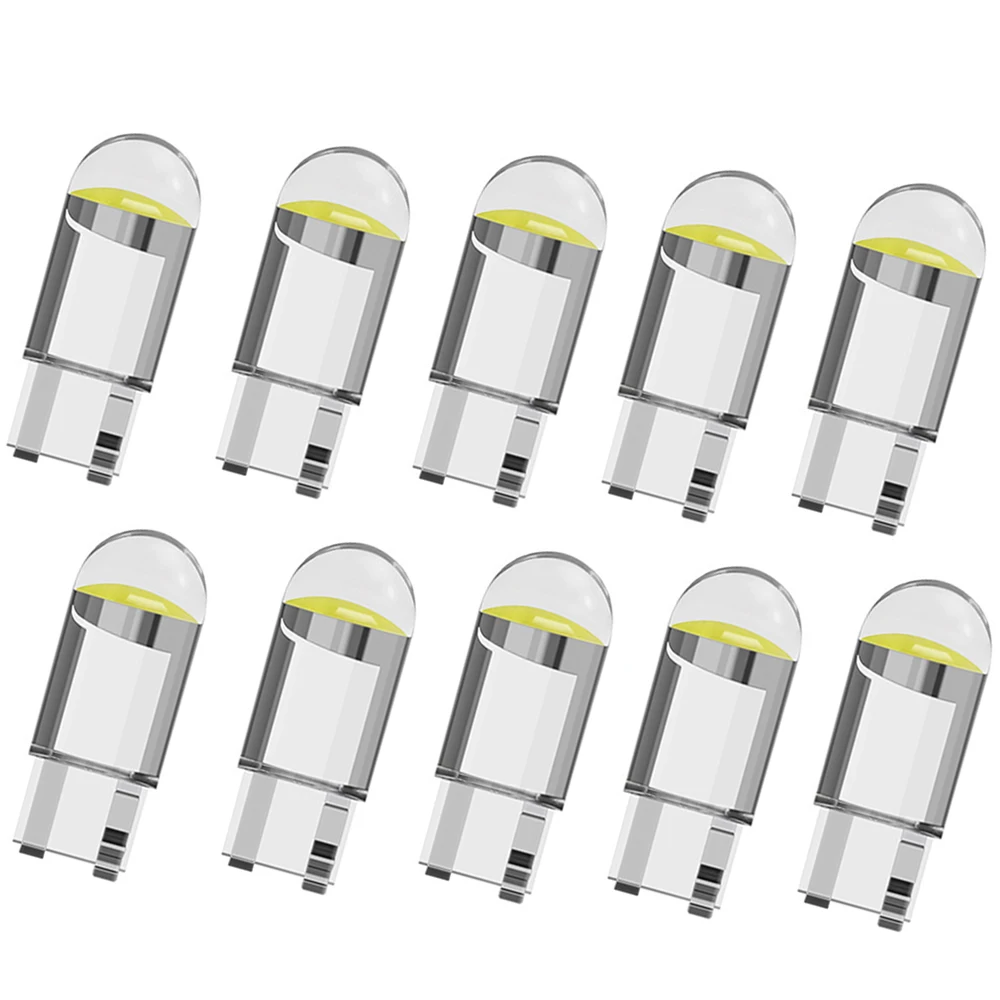 

2/10pcs W5W 194 T10 Glass Housing Cob LED Car bulb 3000K 6000K White Blue Red Wedge License Plate Lamp Dome Light