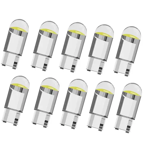 2/10pcs W5W 194 T10 Glass Housing Cob LED Car bulb 3000K 6000K White Blue Red Wedge License Plate Lamp Dome Light