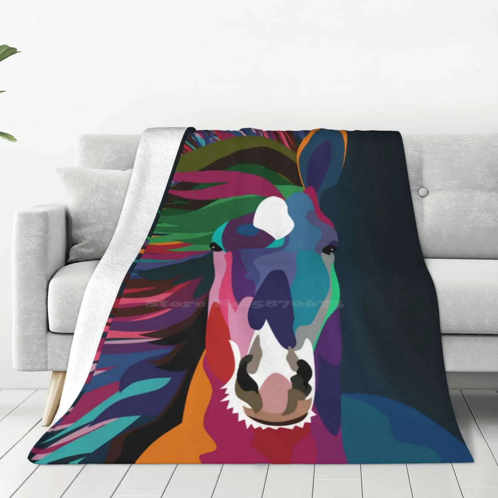 Horse Running Soft Warm Light Thin Blanket Wpap Art Wild Thoroughbred Abstract Modern Unique Equine Horses Western Cute Retro