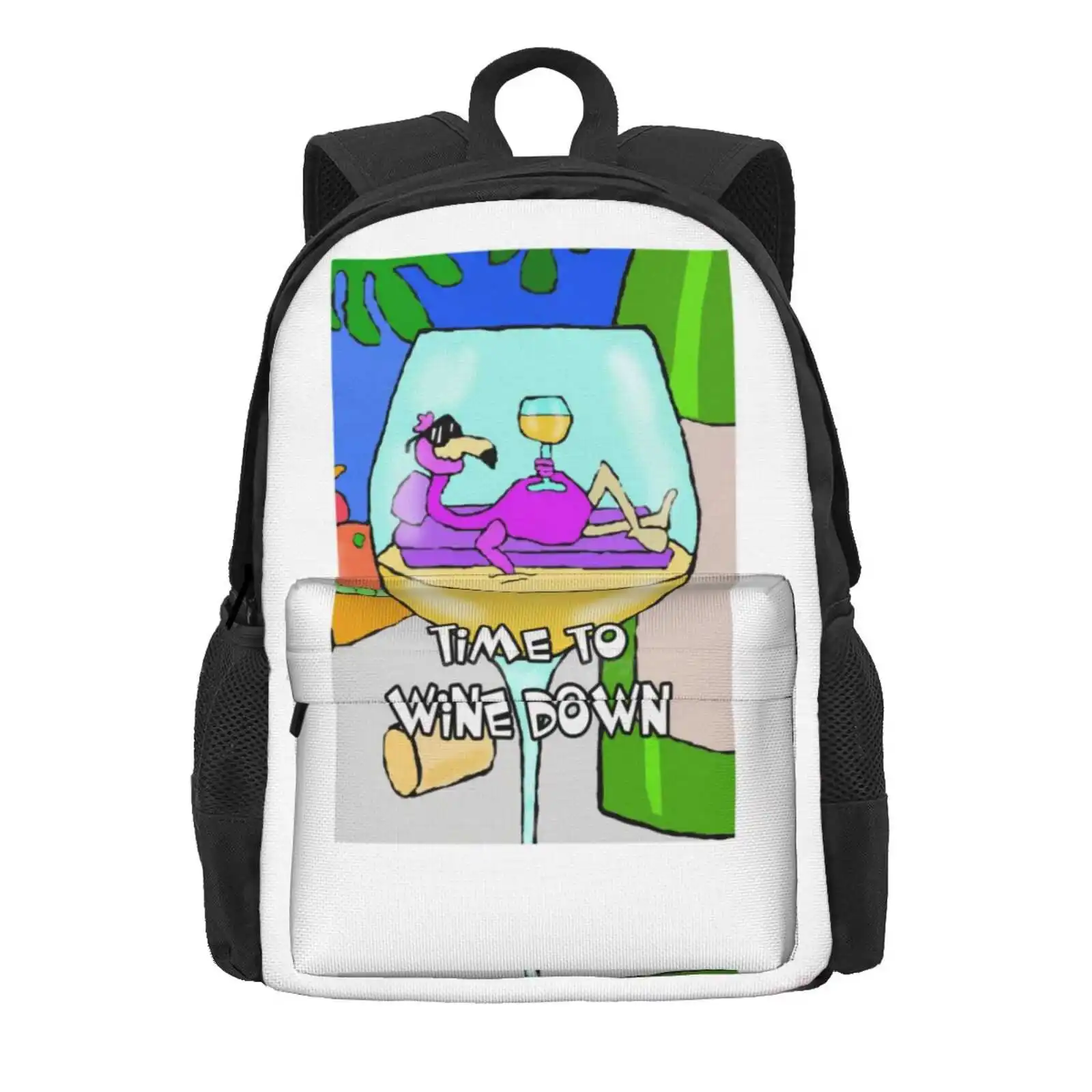 Wine Down Hot Sale Schoolbag Backpack Fashion Bags Funny Wine Humorous Wine