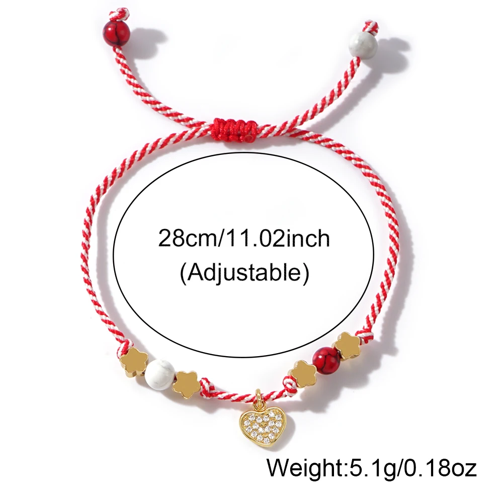 Go2boho Daisy Copper Flower Classics Rope String Colorful Gemstone Cute Heart Pendant Greek March Bracelets for Women 2024 New