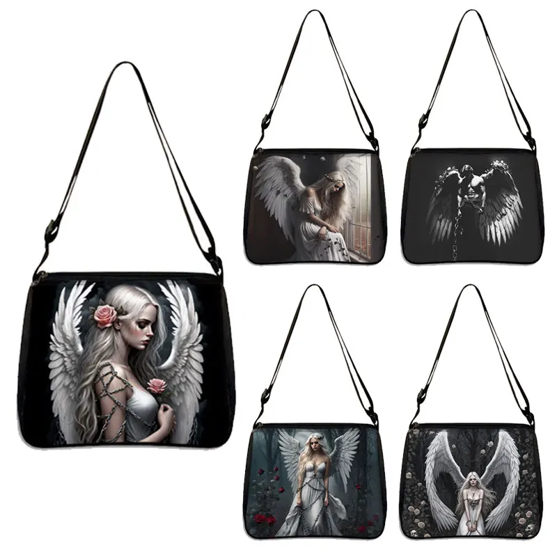 Sad Fallen Angel Wing Pattern Shoulder Bag Gothic Skull Girl Women Handbag Large Capacity Bags for Ladies Casual Messenger Bag