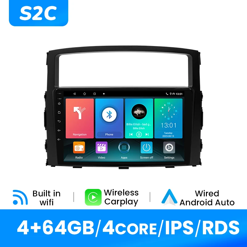 Android14 Auto Multimedia Speler Voor Mitsubishi Pajero 4 V80 V90 2006-2014 Radio Draadloze Carplay Android Auto 4G Wifi Navigatie