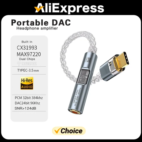 Adaptador de Audio HiFi tipo C a conector de 3,5mm Chip DAC Dual USB C 3,5mm auriculares Aux convertidor de Audio Cable decodificador de AMP 32 bits 384Khz