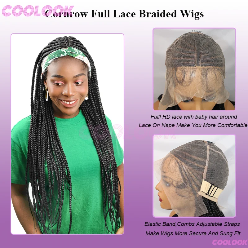 32 "كورنو فولاني شعر مستعار مضفر بيروكات صناعية للنساء السود شعر مستعار دانتيل شفاف الضفائر شعر مستعار أفريقي #4