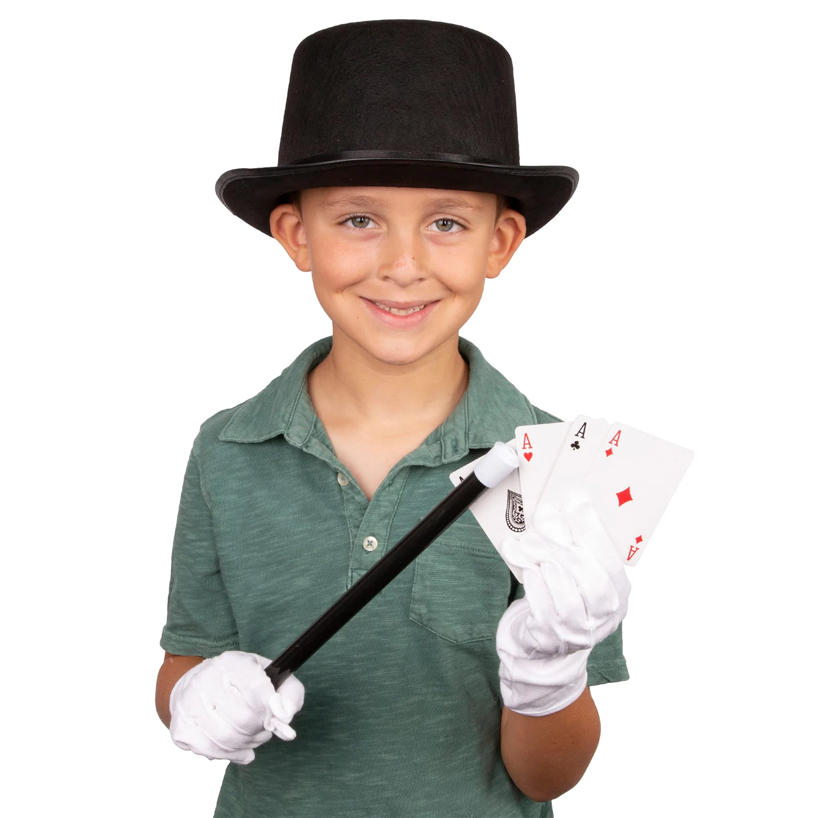 Fun party hat magician costume 3pcs magician dress up costume hat gloves baton hat wand gloves magician set