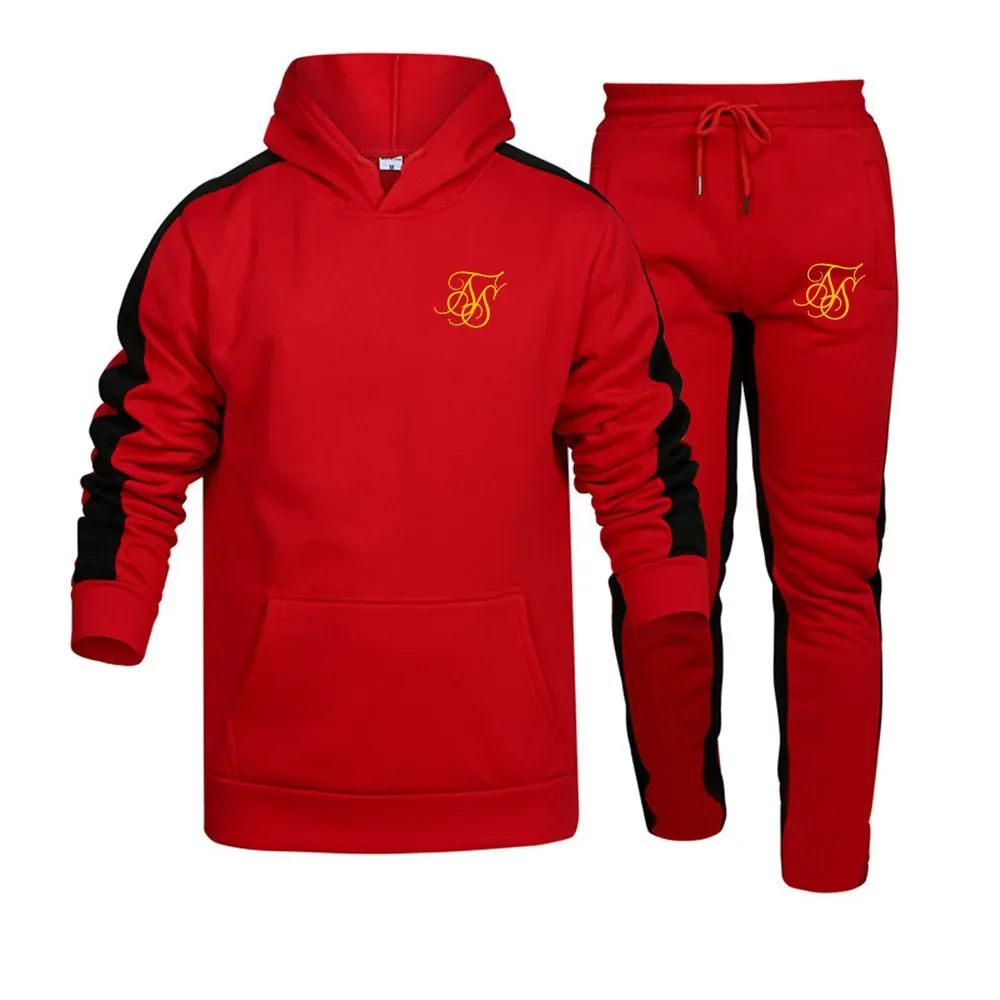 

New men's sportswear for the autumn and winter of 2025, a two-piece hooded sweatshirt and pants for fitness and running