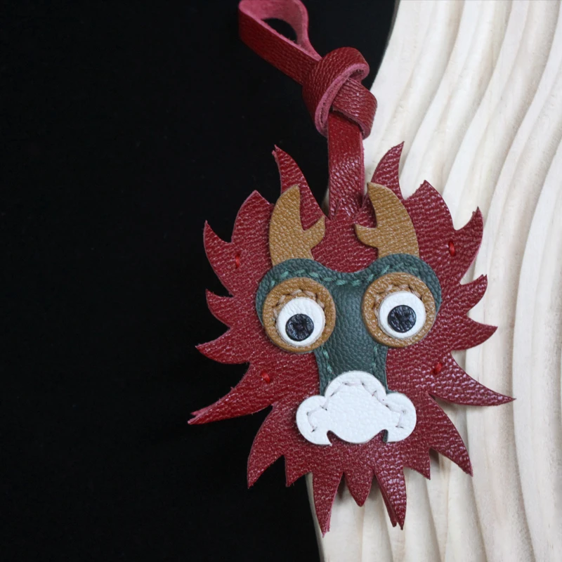 

Dragon Pendant, French Sheepskin Bag Pendant Phone Pendant Bag, Pure Handmade Genuine Leather Keychain.