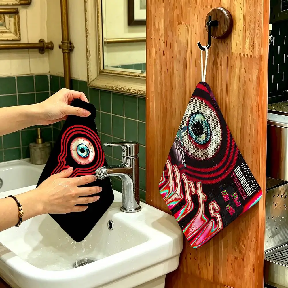 Popular Game M-Mouthwashing Polyester Cotton Hanging Hand Towel, Super Absorbent Hand Wiping Towel for Daily Household Use