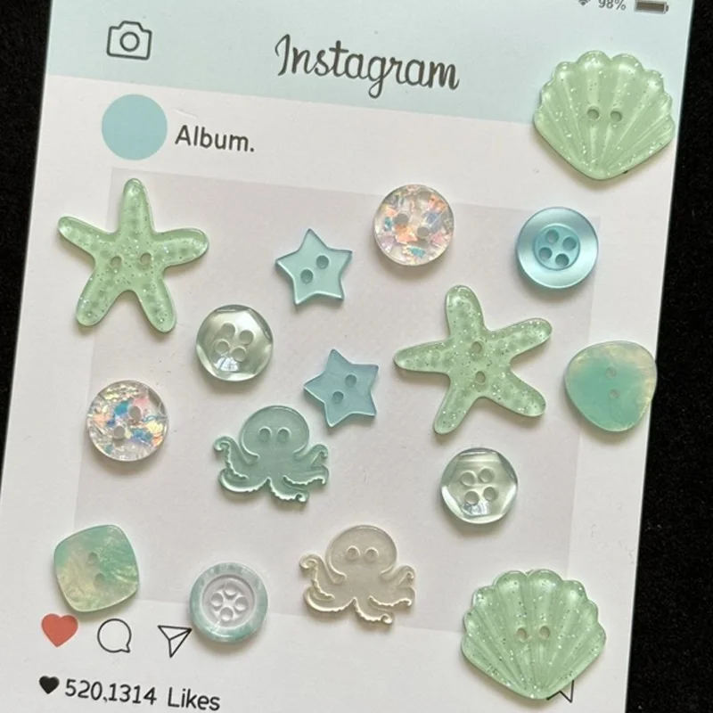 

Clothing Buttons DIY Clothing Sewing Fresh Mint Ocean Button Handmade DIY Pendant Accessories