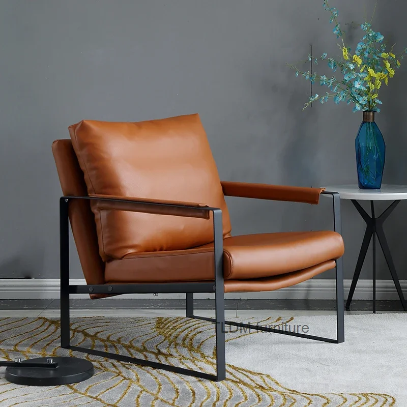

Luxury leather chair, one arm rest, retro style waist support, indoor workbench armchair, industrial Sedie household furniture