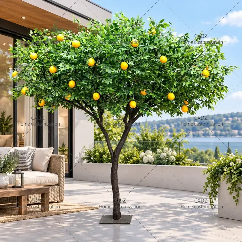 Simulation Fruit Tree Orange Apple Persimmon Pomegranate Lemon Large Interior Decoration Set