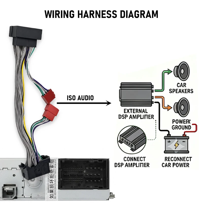 PHYEE FCA 52-Pin Stecker auf Buchse ISO T-Harness für Jeep, Fiat, RAM, Dodge, Chrysler, Alfa, Uconnect Stereo DSP Verstärker Verlängerungskabel – Detail 4