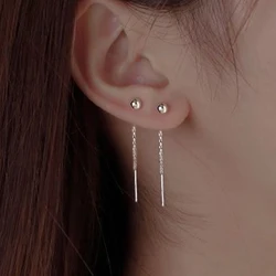Small Metal Bean Bead Drop Earrings for Women Simple Golden Silver Color Ear Line Trendy Long Dangle Earrings Party Jewelry Gift