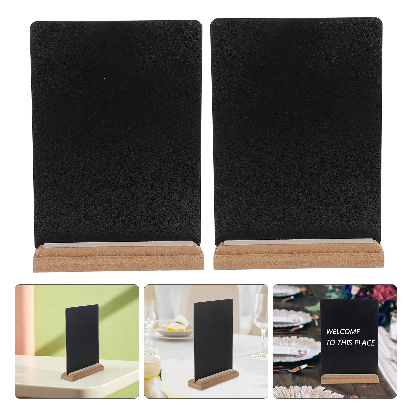 

Настольная доска с деревянной подставкой, 2 шт., мини-доска для офиса, дома, ресторана, двусторонняя поверхность для письма