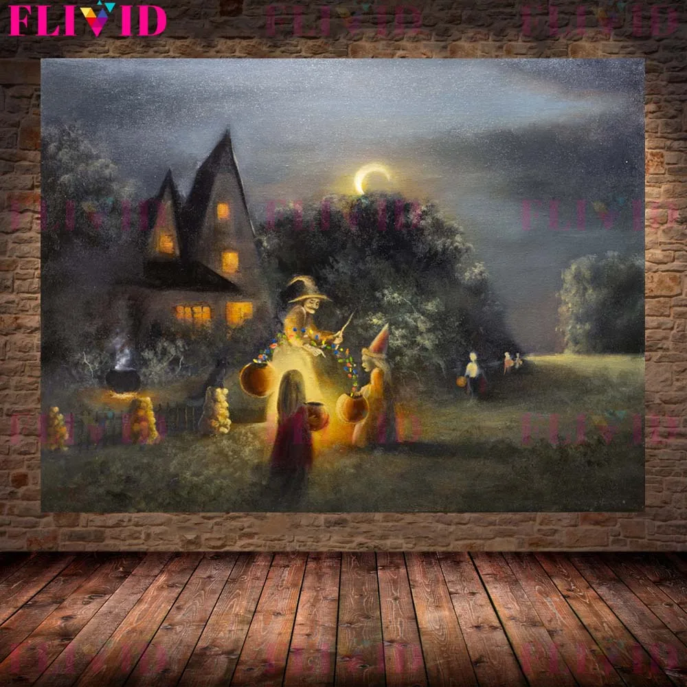 The Witch's Cottage And Statues In Haunted Houses Vintage Wall Art Canvas Painting Salem Witch House Art Poster And Print Decor