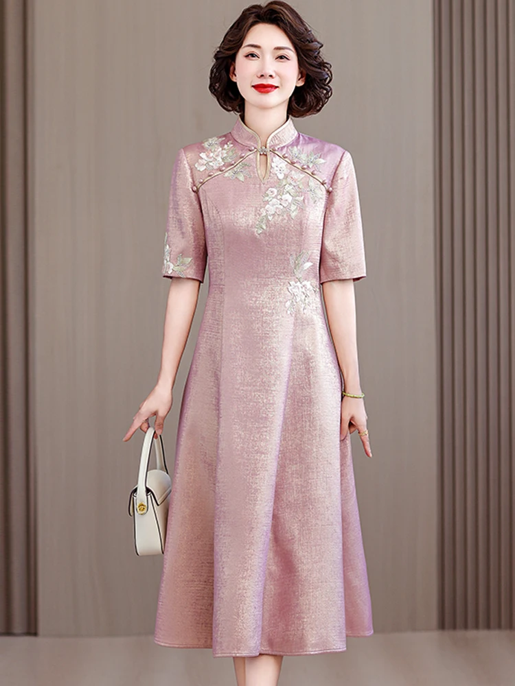 

Элегантное вечернее платье для женщин среднего возраста: ретро-дизайн с молнией, юбка А-силуэта для свадьбы и банкета