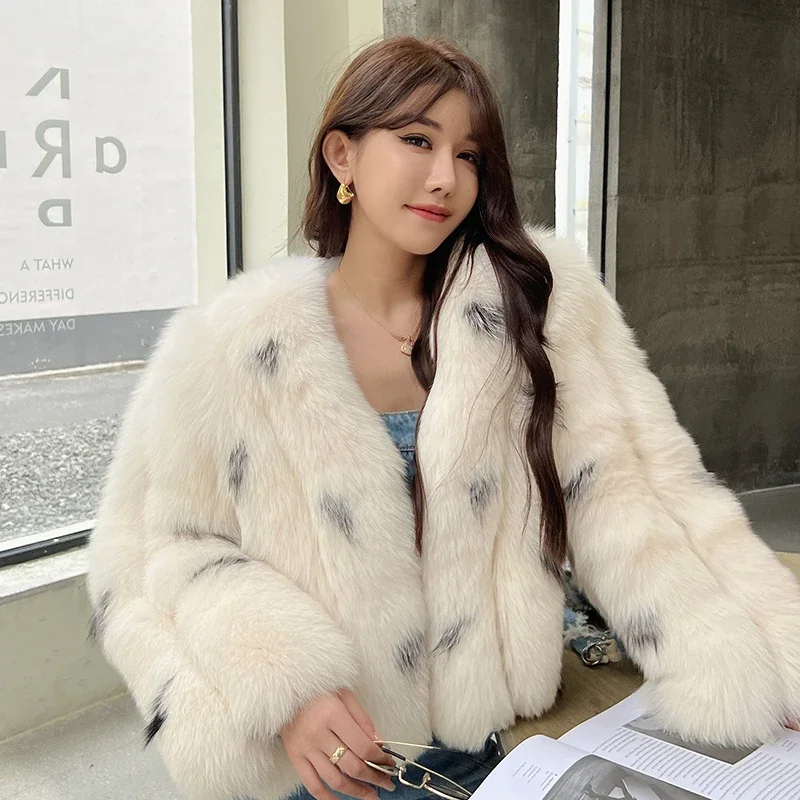 Full Pelt Leather Fox Fur Coat Female Winter Fashion Luxury Young Short Loose Thick Warm Fur Spot Casual Jackets Women's Clothes