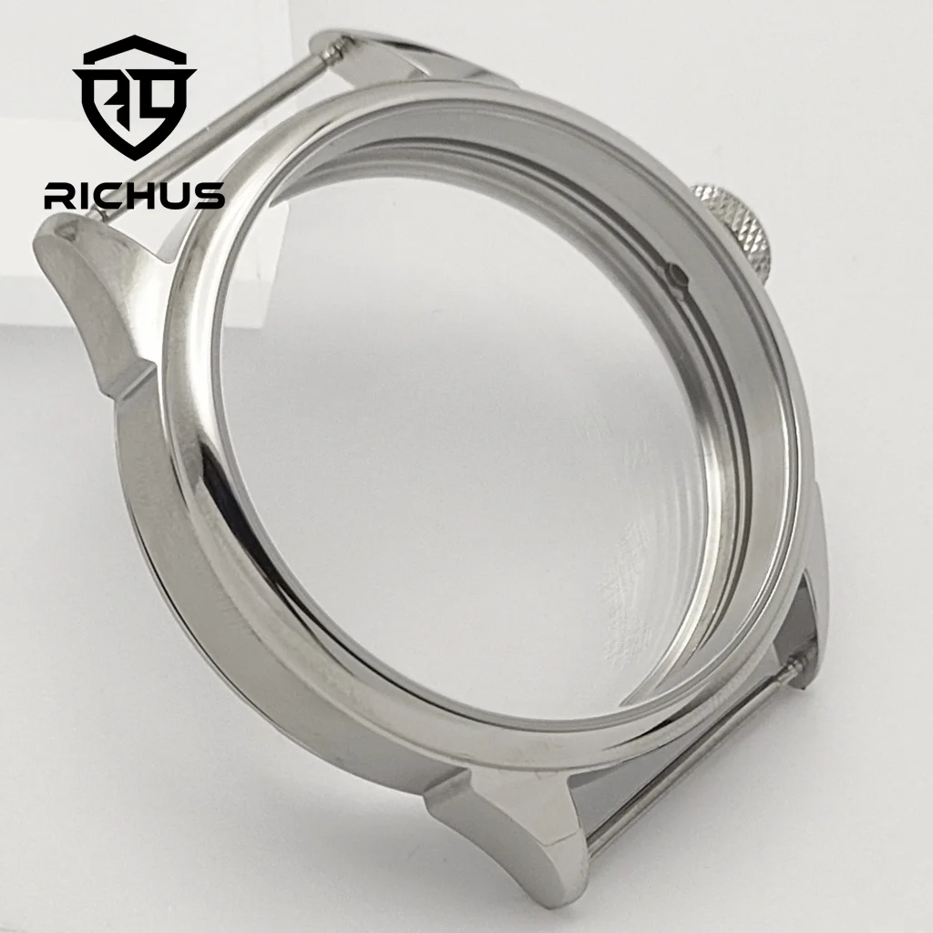 RICHUS ETA6497 Case 42mm Silver Watch Case Fit ETA6497 6498 ST3600 ST3620 ST36 Movement