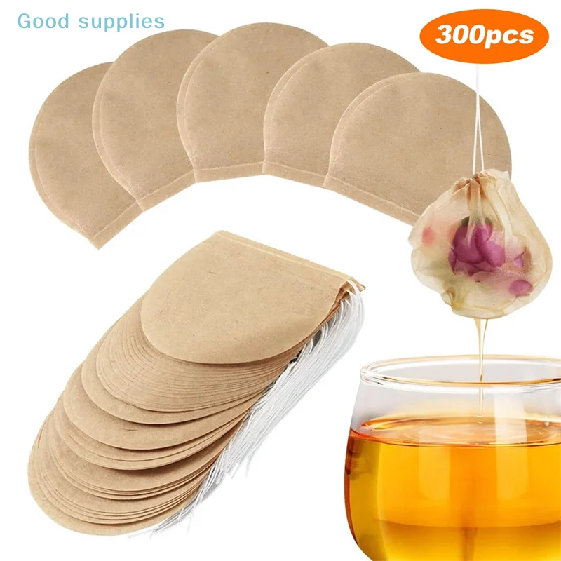 Sacchetti filtro profumati per bustine di tè vuote rotonde da 300 pezzi con carta termosaldata per leghe a corda per bustine filtranti profumate usa e getta per tisana sfusa