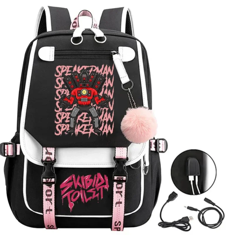 Skibidi-mochilas escolares de dibujos animados para niños y niñas, bolsa de libros con altavoz, a la moda, para viaje y portátil