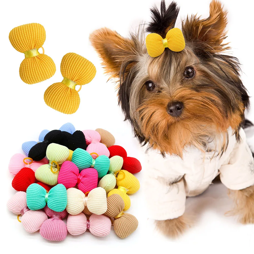 10PCS Candy Color Dog Bows Puppy Cat Sweet Style Hair Bowknot Decoration Fashion Dog Hair Dog Grooming Accessories