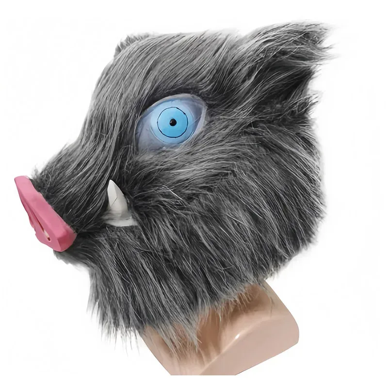 Kostum Cosplay Anime Hashibira Inosuke Kimetsu No Yaiba Paket Wig Hashibira Inosuke Celana Gaun Mewah dan Masker Apron