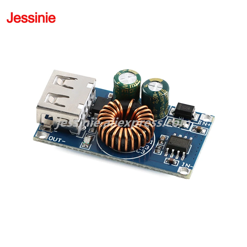 5pcs/1pc 1 Channel USB DC Step-down Fast Charging Module 12V 24V to QC 3.0 DC-DC Mobile Phone Charger Board
