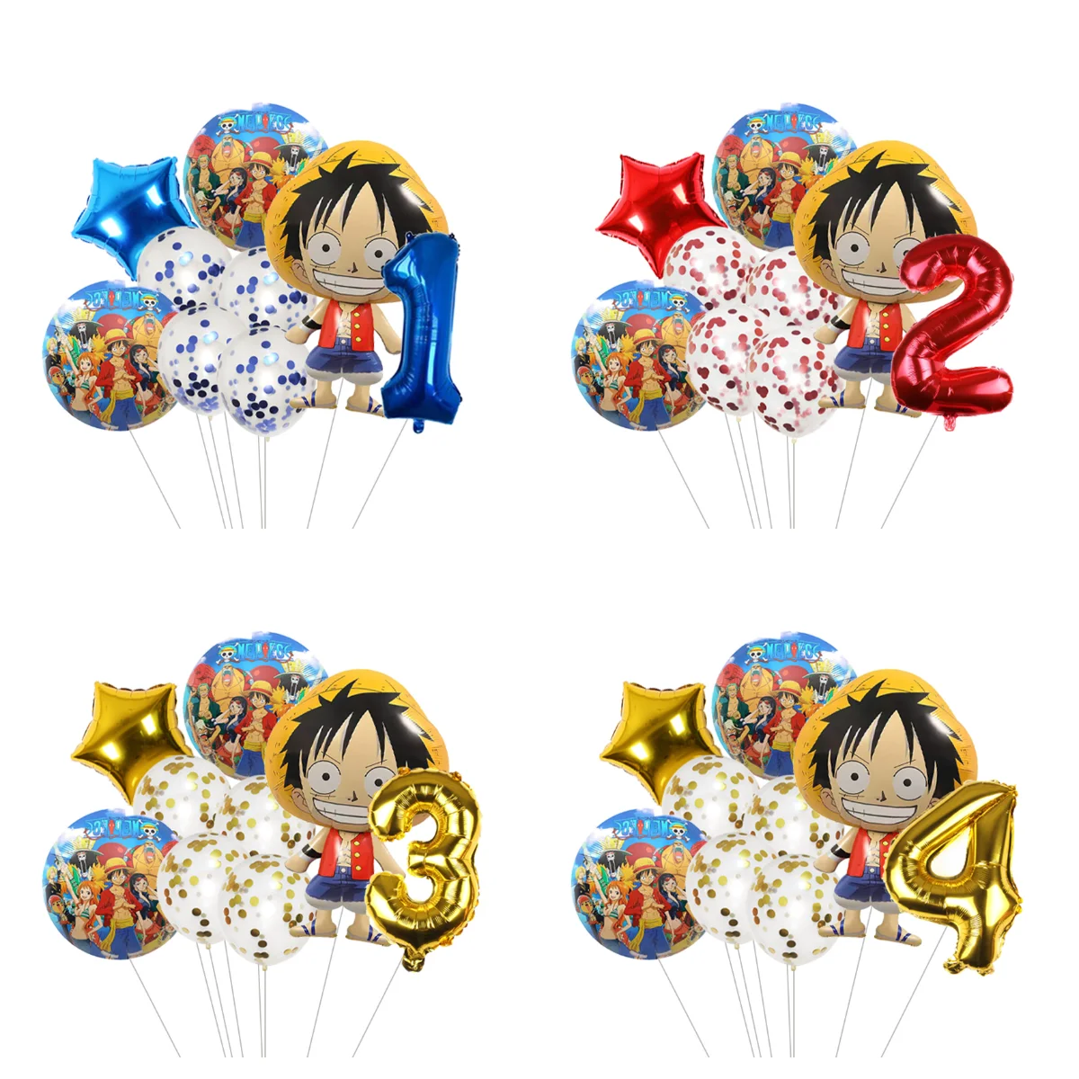 One Piece Luffy Folienballon Zahlenballon-Set Kindergeburtstag Partydekoration Anime-Themenparty-Zubehör