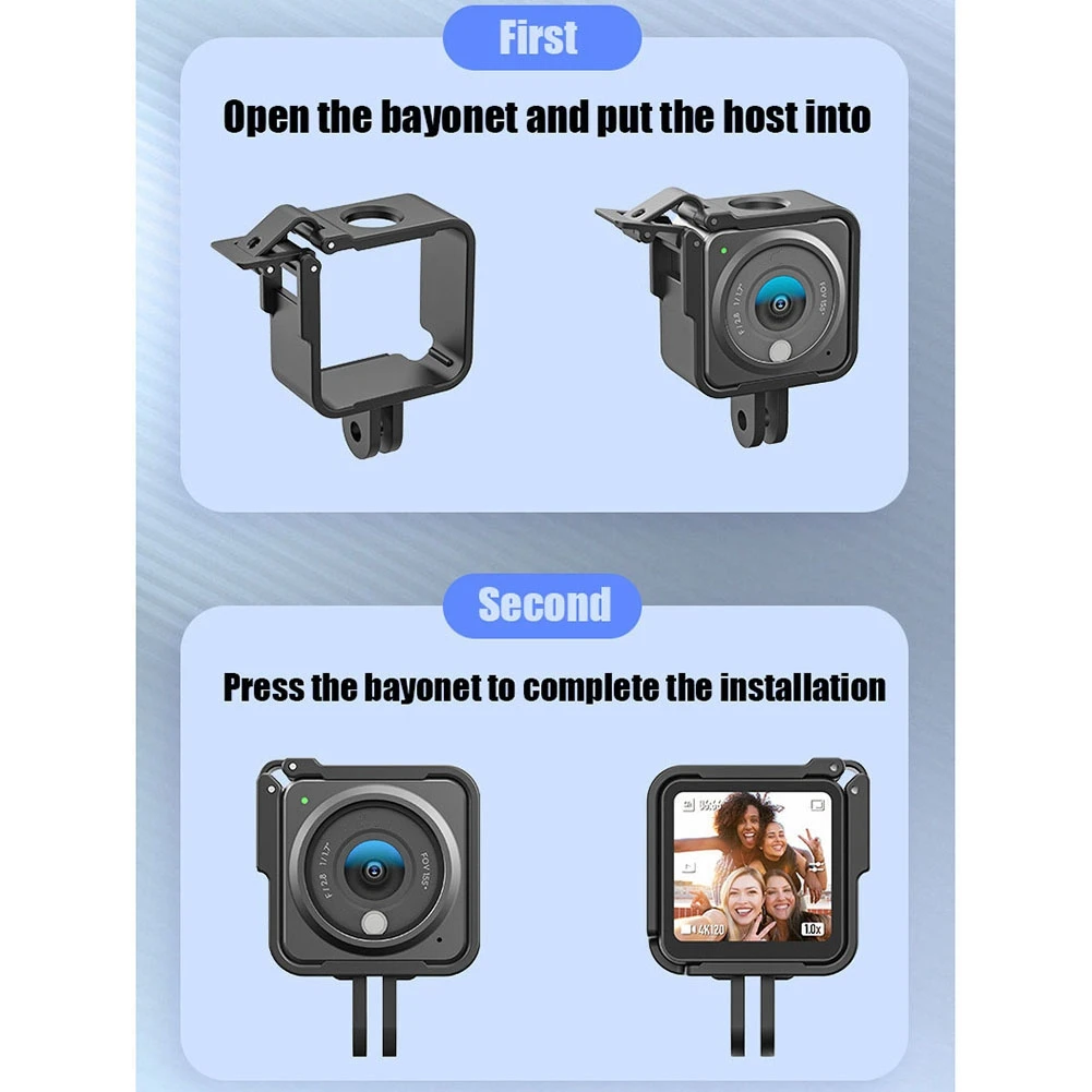 For DJI Action 2 Protective Frame Case Camcorder Housing Case Housing Mount Bracket with Side Cover Hole