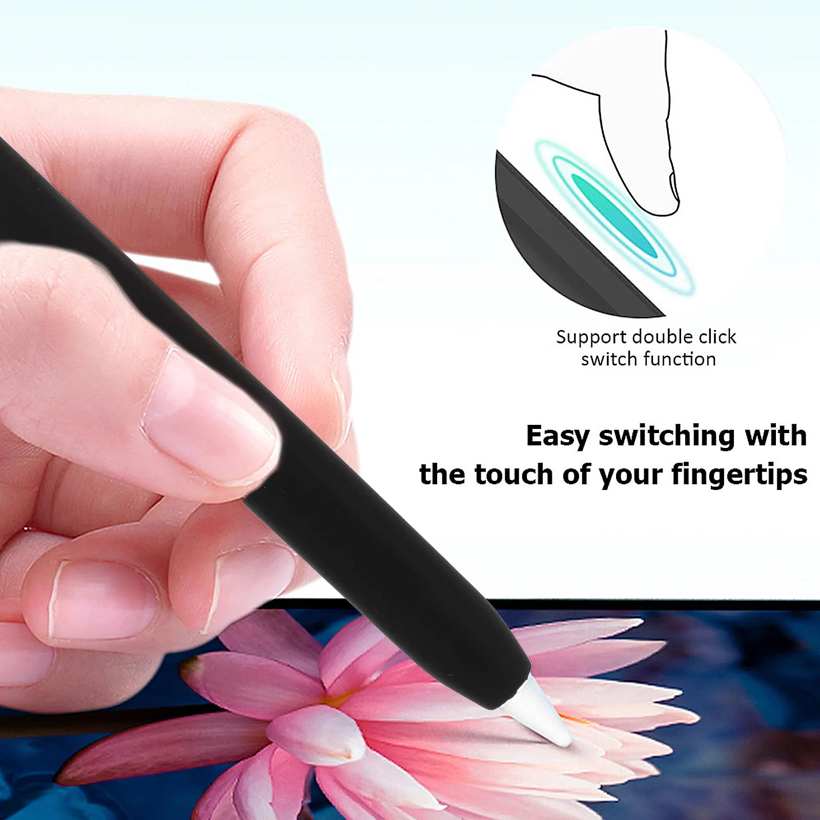 

Anti-Fall Silicone Stylus Pen Protective Sleeve Anti-Slip Shockproof Cover Compatible With Apple Pencil 2 For Students Kids Gift