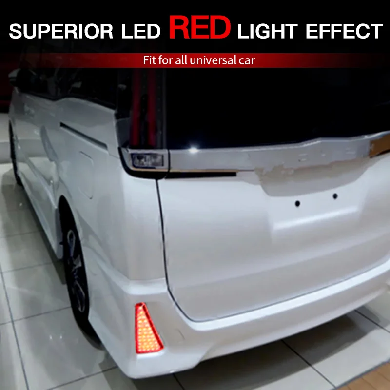 

2×LED Rear Brake Light Bumper Reflector Signal Taillight Lamps Warning Fog Lamps for Toyota Noah Voxy 80 Series Red Smoke Lens