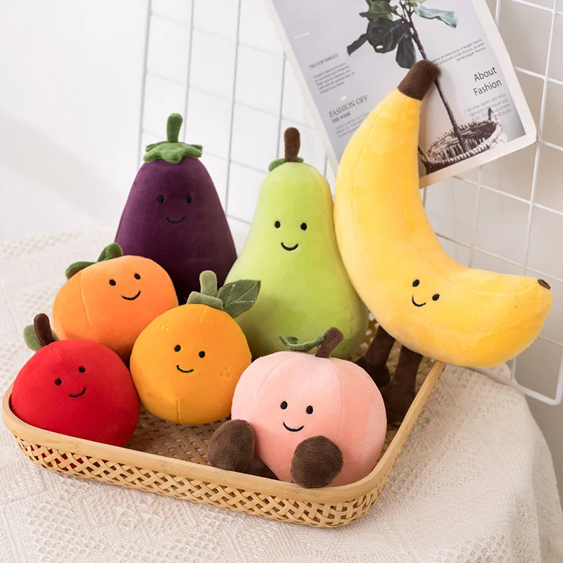 Simulation Strawberry Apple Fruit Plush Toy Cute Pitaya Banana Kiwi Durian Orange Dolls Mangosteen Watermelon Pineapple Plushie