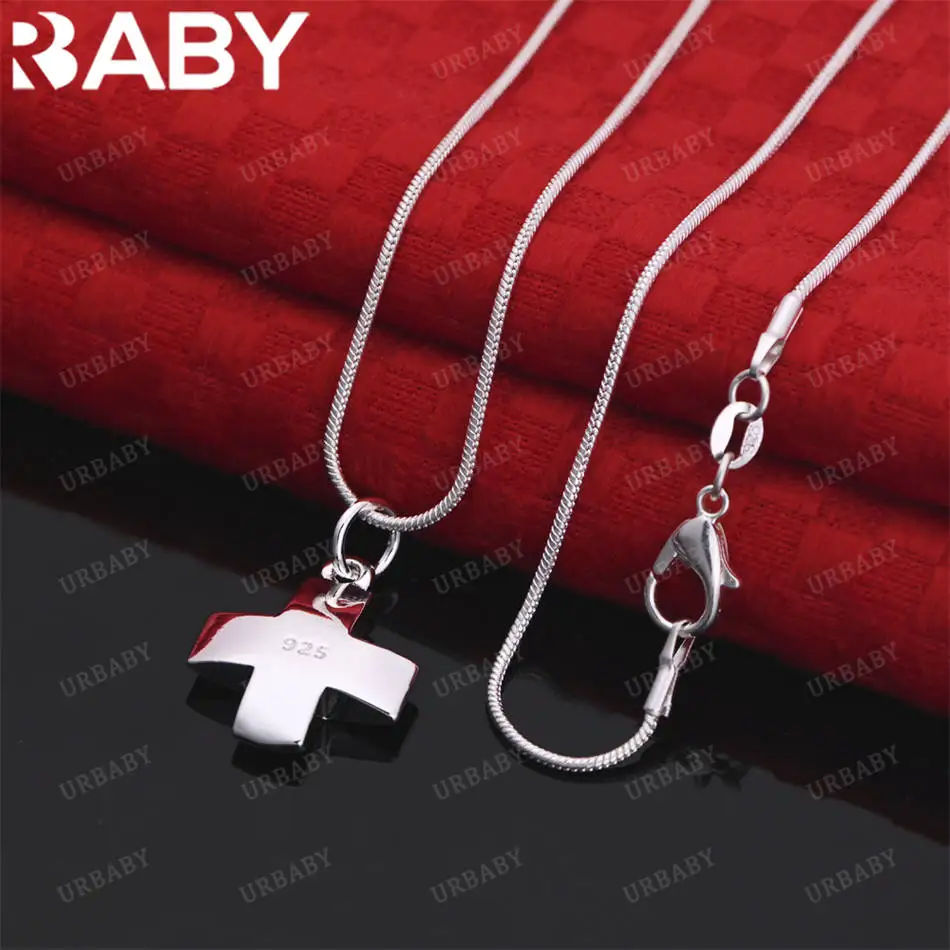 

URBABY 40-75cm 925 Sterling Silver Cross Pendant Necklace For Women Men Creativity Gifts Street All-match Party And Daily Wear