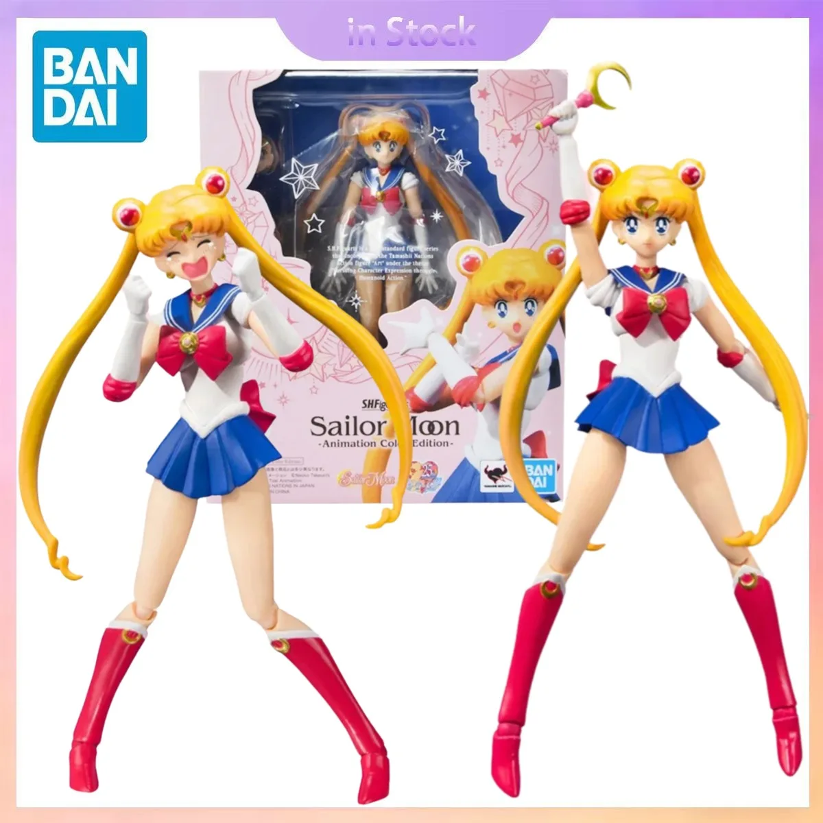

Original Bandai Genuine In Stock SHF Sailor Moon Animation Color Anime Collection Action Figure Model Kits Gift for Boy girl