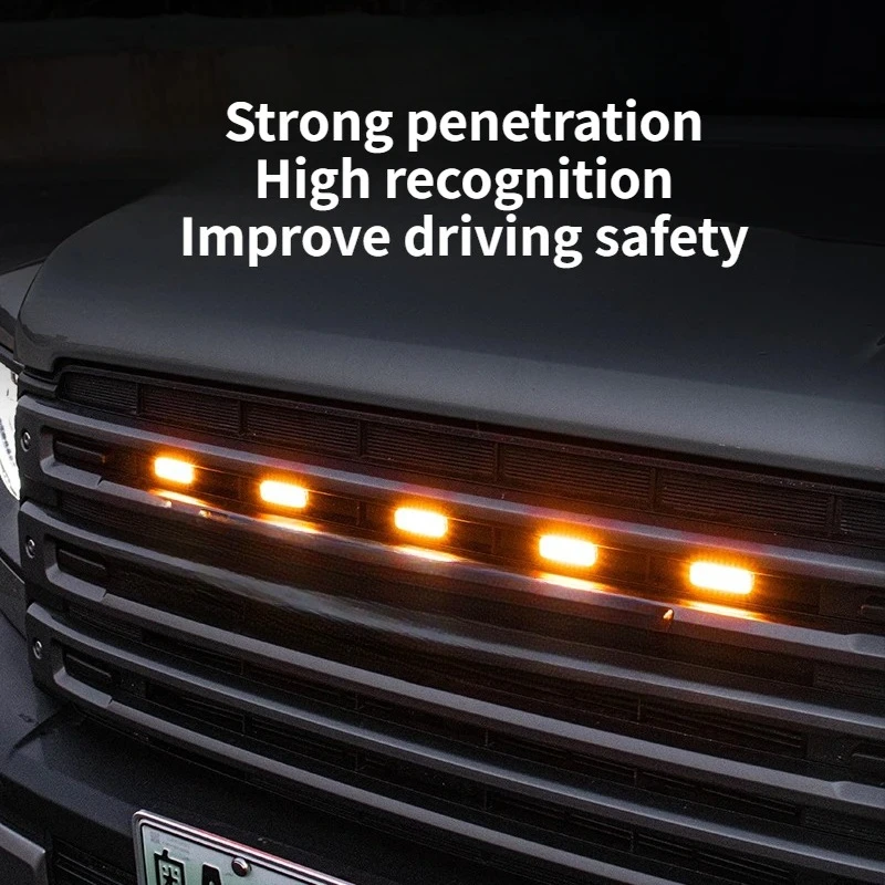 For New Haval Raptor Small Yellow Lights Modified Special LED Front Face Grille Decoration Day Running Lights Warning Lamp