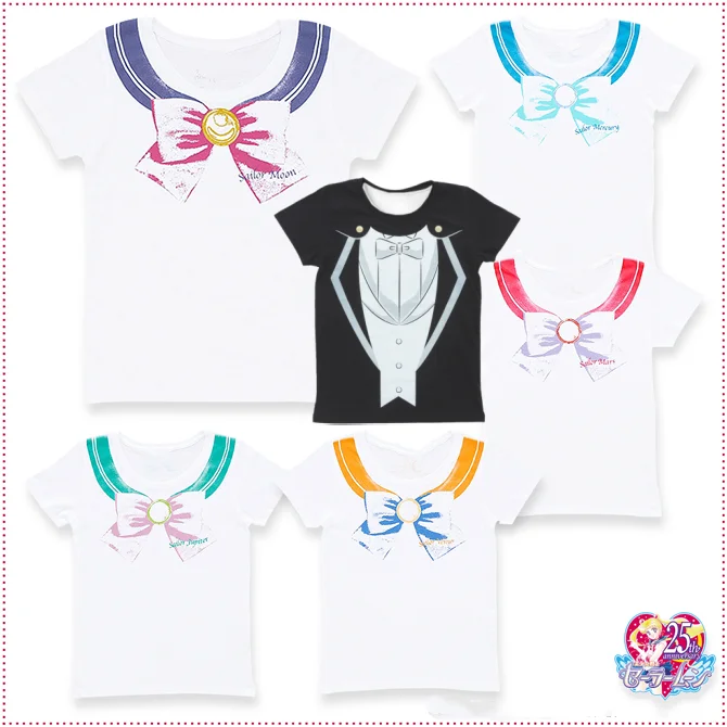 Sailor Moon Sailor Collar Bow, Tuxedo Mask Adult and Children 3D Printed T-shirt, Various Cosplay, Shorts, Friend Style