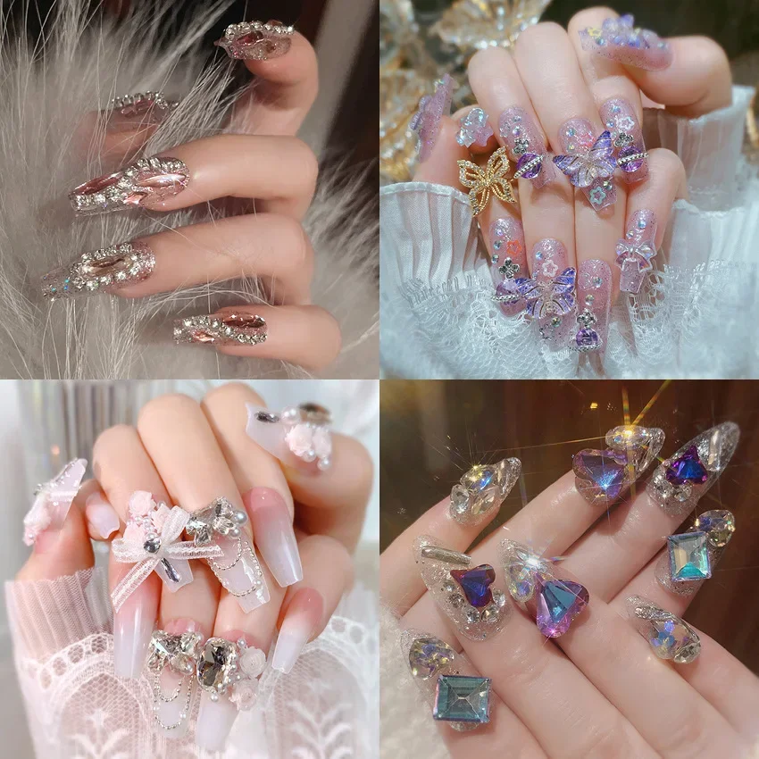 

Handmade Nail Art Wearing Nails Finished Products Advanced Pure Wind Nail Patch Finished Products Full Diamond