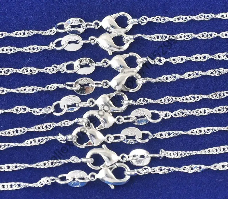 5PCS Wholesale 100% Real Pure 18 Inches 925 Sterling Silver Necklace Top Quality Water Wave Twisted Singapore Chain Fine Jewelry