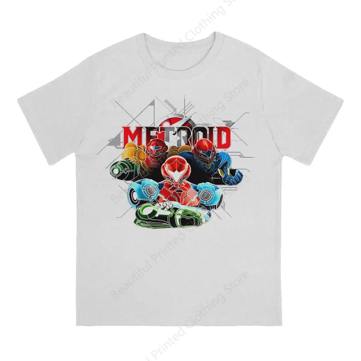 100% Cotton Metroid Samus Aran Game T-shirt Dread Character artwork Print Cool Men's Women's T-Shirts Street Short Sleeve